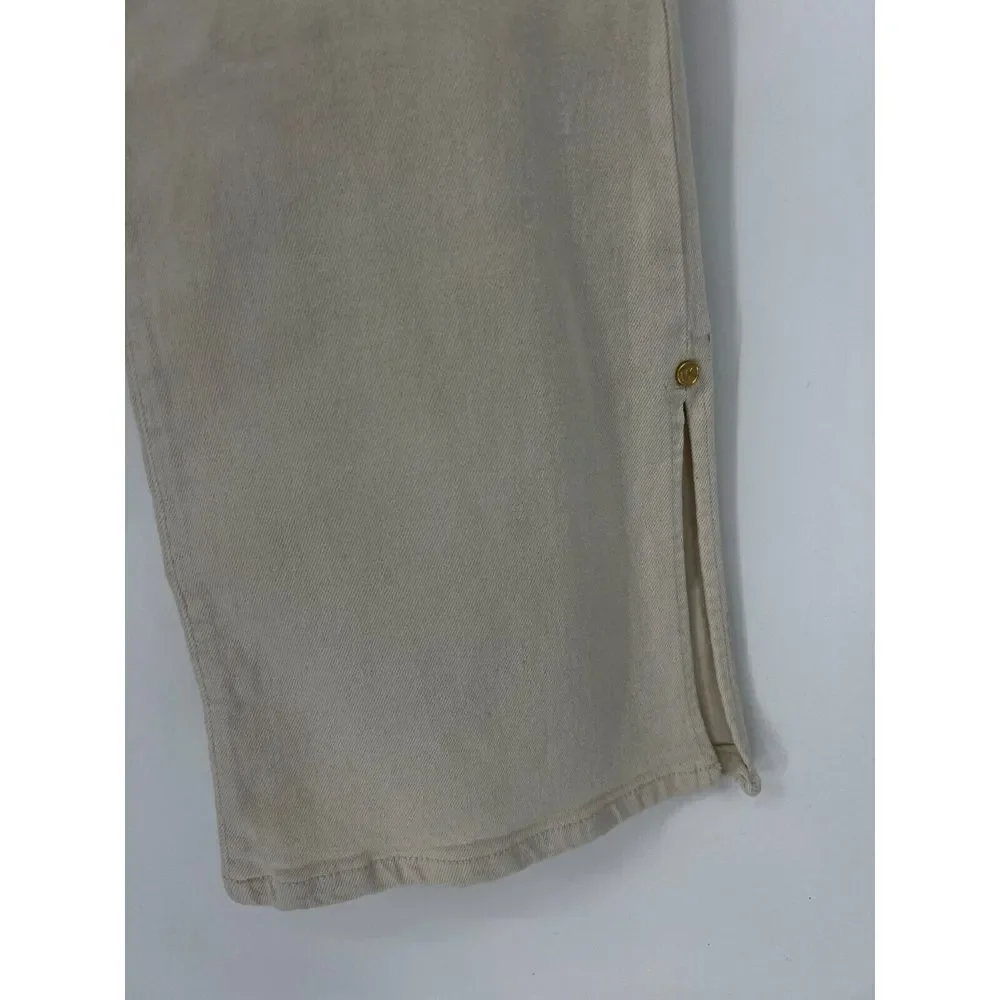 Michael Kors Jeans Womens Size 12 Selma Crop‎ High-Rise Flare Bone NWT